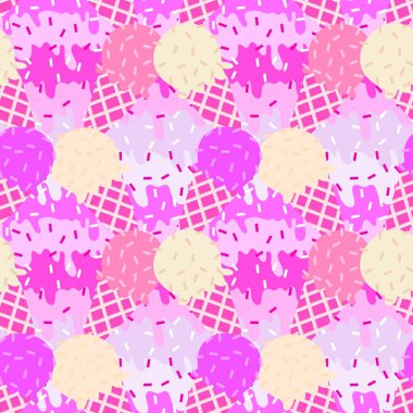 Kağıt, kumaş, çarşaf, çocuk giysisi baskısı ve yeni yıl partisi aksesuarları için kusursuz Noel dondurması deseni. Yüksek kaliteli illüstrasyon