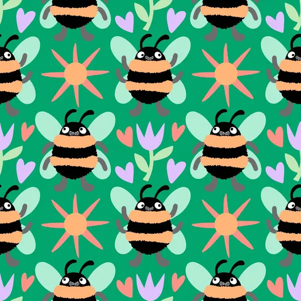 Duvar kağıtları, kumaşlar, tekstil ve ambalajlar, hediyeler, kartlar, çarşaflar ve ambalaj kağıtları için kusursuz arı deseni. Yüksek kaliteli illüstrasyon 