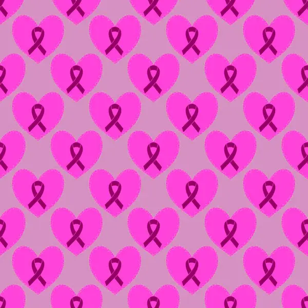 Göğüs kanseri ayı, ambalaj kağıdı, tıbbi aksesuar ve ilaç tekstili için kusursuz pembe kurdele günü deseni. Yüksek kaliteli illüstrasyon 