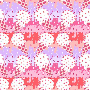 Kağıt, kumaş, çarşaf, çocuk giysisi baskısı ve yeni yıl partisi aksesuarları için kusursuz Noel dondurması deseni. Yüksek kaliteli illüstrasyon