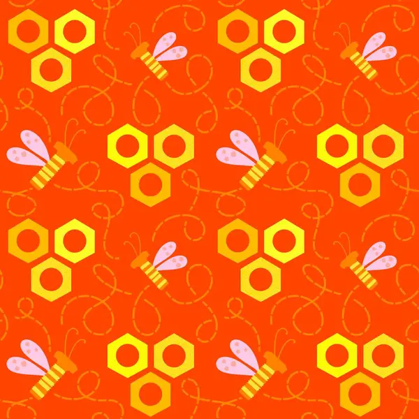 Duvar kağıtları, kumaşlar, tekstil ve ambalajlar, hediyeler, kartlar, çarşaflar ve ambalaj kağıtları için kusursuz arı deseni. Yüksek kaliteli illüstrasyon 