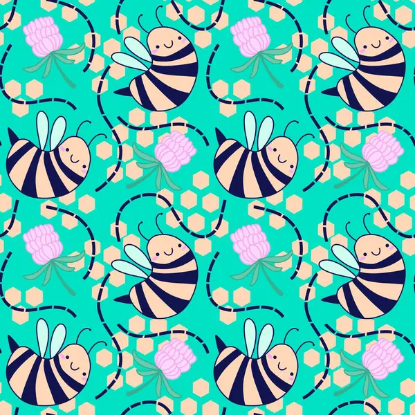 Duvar kağıtları, kumaşlar, tekstil ve ambalajlar, hediyeler, kartlar, çarşaflar ve ambalaj kağıtları için kusursuz arı deseni. Yüksek kaliteli illüstrasyon 