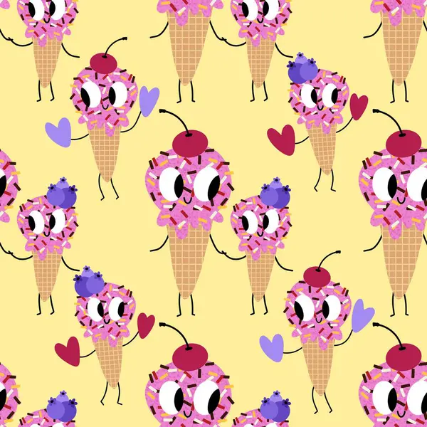 Kağıt, kumaş, çarşaf, çocuk giysisi baskısı ve yeni yıl partisi aksesuarları için kusursuz Noel dondurması deseni. Yüksek kaliteli illüstrasyon