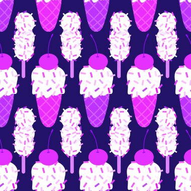 Kağıt, kumaş, çarşaf, çocuk giysisi baskısı ve yeni yıl partisi aksesuarları için kusursuz Noel dondurması deseni. Yüksek kaliteli illüstrasyon 