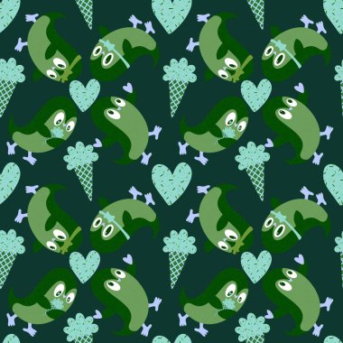 Noel hayvanları kağıt, kumaş, çarşaf, çocuk giysisi baskısı, yeni yıl ambalajı ve Noel kış ambalajı için kusursuz penguen desenleri. Yüksek kaliteli illüstrasyon