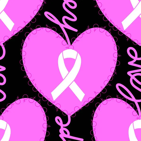Göğüs kanseri ayı, ambalaj kağıdı, tıbbi aksesuar ve ilaç tekstili için kusursuz pembe kurdele günü deseni. Yüksek kaliteli illüstrasyon 