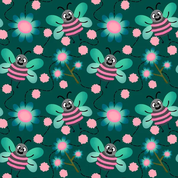 Duvar kağıtları, kumaşlar, tekstil ve ambalajlar, hediyeler, kartlar, çarşaflar ve ambalaj kağıtları için kusursuz arı deseni. Yüksek kaliteli illüstrasyon 