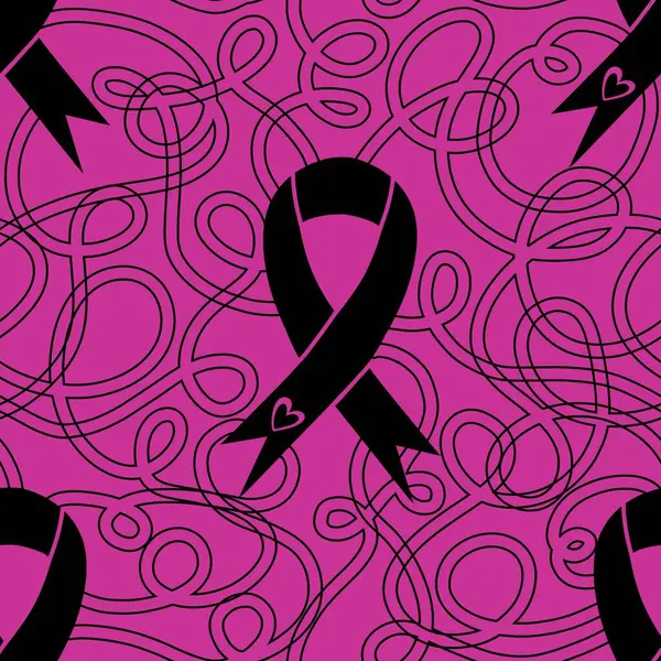Göğüs kanseri ayı, ambalaj kağıdı, tıbbi aksesuar ve ilaç tekstili için kusursuz pembe kurdele günü deseni. Yüksek kaliteli illüstrasyon 