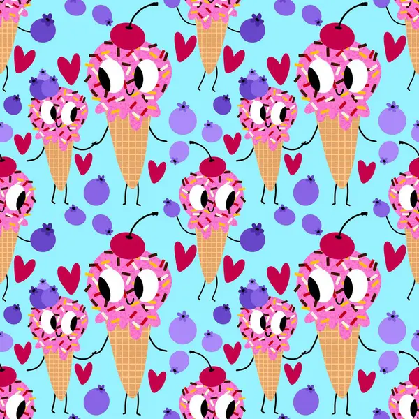 Kağıt, kumaş, çarşaf, çocuk giysisi baskısı ve yeni yıl partisi aksesuarları için kusursuz Noel dondurması deseni. Yüksek kaliteli illüstrasyon