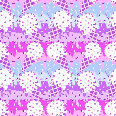 Kağıt, kumaş, çarşaf, çocuk giysisi baskısı ve yeni yıl partisi aksesuarları için kusursuz Noel dondurması deseni. Yüksek kaliteli illüstrasyon