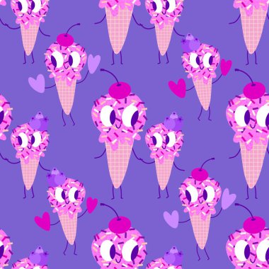 Kağıt, kumaş, çarşaf, çocuk giysisi baskısı ve yeni yıl partisi aksesuarları için kusursuz Noel dondurması deseni. Yüksek kaliteli illüstrasyon