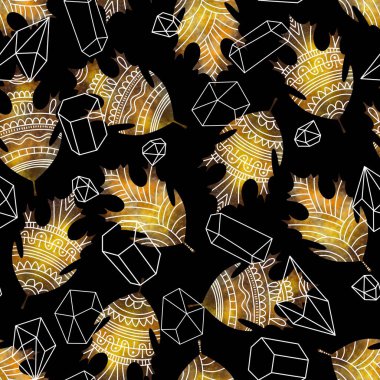 Güz çiçekli yapraklar ambalaj kağıtları, kumaşlar, çarşaflar ve çocuk giysileri baskıları, moda tekstil ürünleri ve mutfak aksesuarları için. Yüksek kaliteli illüstrasyon 