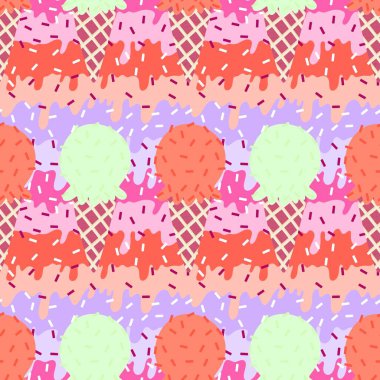 Kağıt, kumaş, çarşaf, çocuk giysisi baskısı ve yeni yıl partisi aksesuarları için kusursuz Noel dondurması deseni. Yüksek kaliteli illüstrasyon