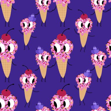 Kağıt, kumaş, çarşaf, çocuk giysisi baskısı ve yeni yıl partisi aksesuarları için kusursuz Noel dondurması deseni. Yüksek kaliteli illüstrasyon