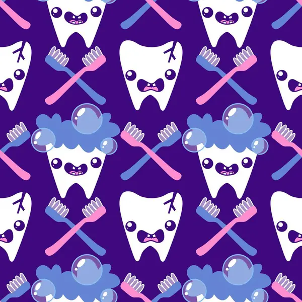 Kağıt, kumaş, çarşaf, çocuk giysisi baskısı, doktor aksesuarları ve eczane ambalajları için tıbbî ve kusursuz diş deseni. Yüksek kaliteli illüstrasyon