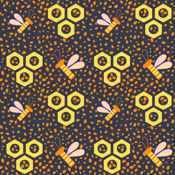 Duvar kağıtları, kumaşlar, tekstil ve ambalajlar, hediyeler, kartlar, çarşaflar ve ambalaj kağıtları için kusursuz arı deseni. Yüksek kaliteli illüstrasyon 