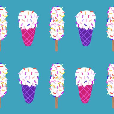 Kağıt, kumaş, çarşaf, çocuk giysisi baskısı ve yeni yıl partisi aksesuarları için kusursuz Noel dondurması deseni. Yüksek kaliteli illüstrasyon 