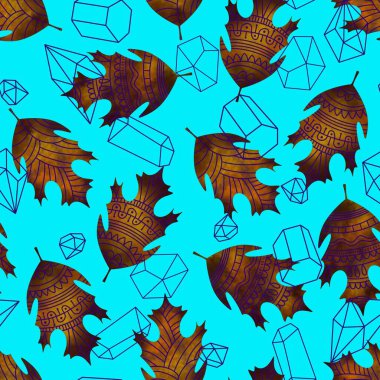 Güz çiçekli yapraklar ambalaj kağıtları, kumaşlar, çarşaflar ve çocuk giysileri baskıları, moda tekstil ürünleri ve mutfak aksesuarları için. Yüksek kaliteli illüstrasyon 