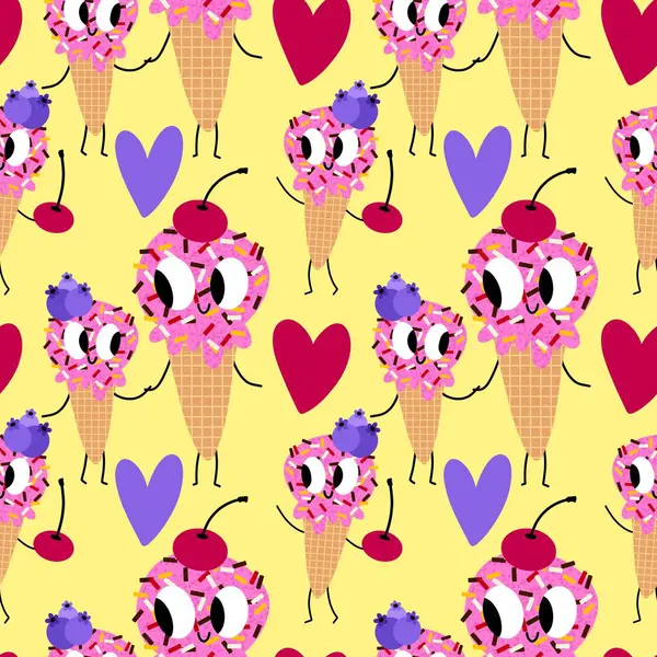 Kağıt, kumaş, çarşaf, çocuk giysisi baskısı ve yeni yıl partisi aksesuarları için kusursuz Noel dondurması deseni. Yüksek kaliteli illüstrasyon