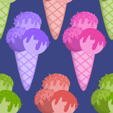 Kağıt, kumaş, çarşaf, çocuk giysisi baskısı ve yeni yıl partisi aksesuarları için kusursuz Noel dondurması deseni. Yüksek kaliteli illüstrasyon 