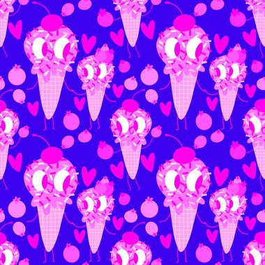 Kağıt, kumaş, çarşaf, çocuk giysisi baskısı ve yeni yıl partisi aksesuarları için kusursuz Noel dondurması deseni. Yüksek kaliteli illüstrasyon