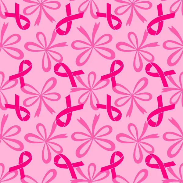 Göğüs kanseri ayı, ambalaj kağıdı, tıbbi aksesuar ve ilaç tekstili için kusursuz pembe kurdele günü deseni. Yüksek kaliteli illüstrasyon