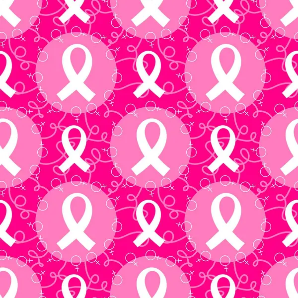 Göğüs kanseri ayı, ambalaj kağıdı, tıbbi aksesuar ve ilaç tekstili için kusursuz pembe kurdele günü deseni. Yüksek kaliteli illüstrasyon
