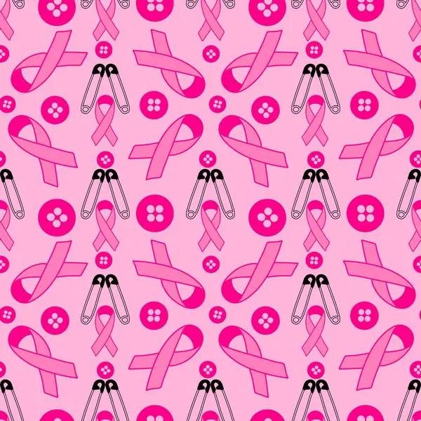Göğüs kanseri ayı, ambalaj kağıdı, tıbbi aksesuar ve ilaç tekstili için kusursuz pembe kurdele günü deseni. Yüksek kaliteli illüstrasyon