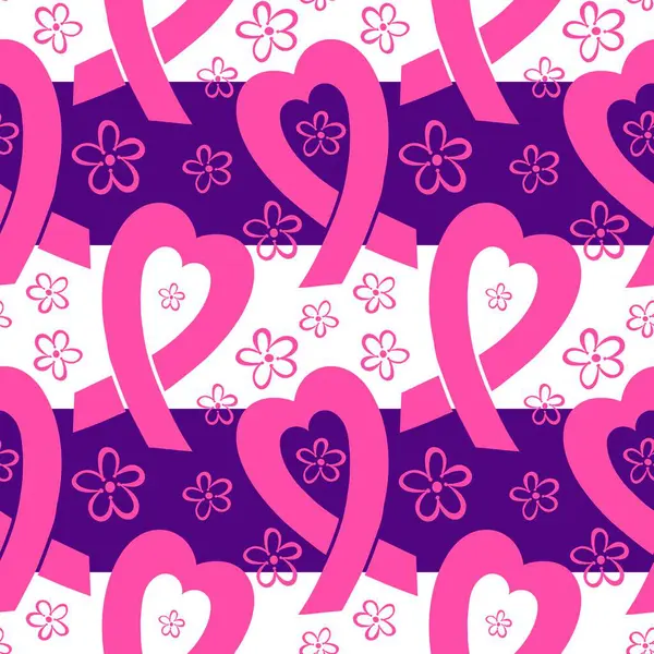 Göğüs kanseri ayı, ambalaj kağıdı, tıbbi aksesuar ve ilaç tekstili için kusursuz pembe kurdele günü deseni. Yüksek kaliteli illüstrasyon