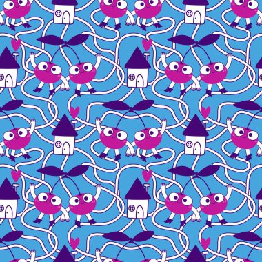 Kağıt, kumaş, çarşaf, çocuk giysileri, tekstil ürünleri, parti aksesuarları ve mutfak için yaz meyvesiz kiraz deseni. Yüksek kaliteli illüstrasyon