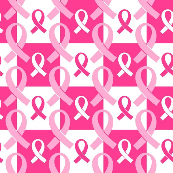 Göğüs kanseri ayı, ambalaj kağıdı, tıbbi aksesuar ve ilaç tekstili için kusursuz pembe kurdele günü deseni. Yüksek kaliteli illüstrasyon