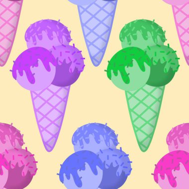 Kağıt, kumaş, çarşaf, çocuk giysisi baskısı ve yeni yıl partisi aksesuarları için kusursuz Noel dondurması deseni. Yüksek kaliteli illüstrasyon 