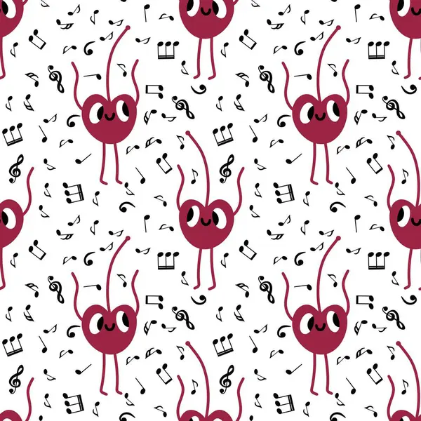 Kağıt, kumaş, çarşaf, çocuk giysileri, tekstil ürünleri, parti aksesuarları ve mutfak için yaz meyvesiz kiraz deseni. Yüksek kaliteli illüstrasyon