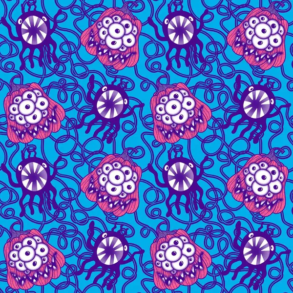 Cadılar Bayramı balkabakları kağıt, kumaş, çarşaf, çocuk giysisi baskısı, şenlik ambalajı ve sonbahar partisi aksesuarları için kusursuz canavar desenleri. Yüksek kaliteli illüstrasyon