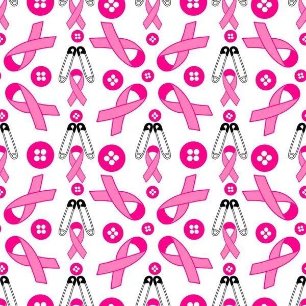 Göğüs kanseri ayı, ambalaj kağıdı, tıbbi aksesuar ve ilaç tekstili için kusursuz pembe kurdele günü deseni. Yüksek kaliteli illüstrasyon