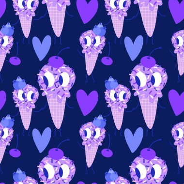 Kağıt, kumaş, çarşaf, çocuk giysisi baskısı ve yeni yıl partisi aksesuarları için kusursuz Noel dondurması deseni. Yüksek kaliteli illüstrasyon