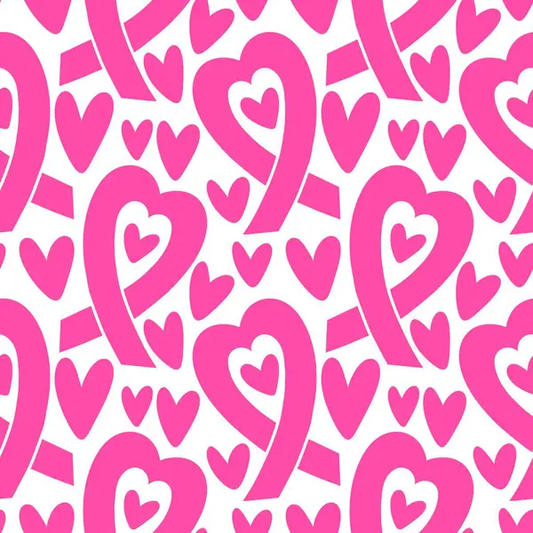 Göğüs kanseri ayı, ambalaj kağıdı, tıbbi aksesuar ve ilaç tekstili için kusursuz pembe kurdele günü deseni. Yüksek kaliteli illüstrasyon