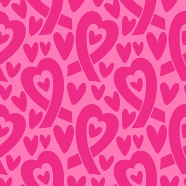 Göğüs kanseri ayı, ambalaj kağıdı, tıbbi aksesuar ve ilaç tekstili için kusursuz pembe kurdele günü deseni. Yüksek kaliteli illüstrasyon