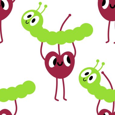 Kağıt, kumaş, çarşaf, çocuk giysileri, tekstil ürünleri, parti aksesuarları ve mutfak için yaz meyvesiz kiraz deseni. Yüksek kaliteli illüstrasyon