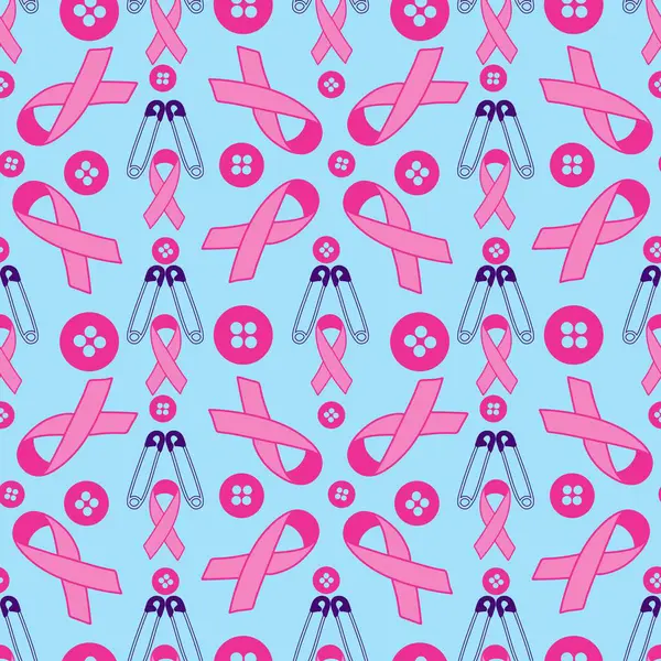 Göğüs kanseri ayı, ambalaj kağıdı, tıbbi aksesuar ve ilaç tekstili için kusursuz pembe kurdele günü deseni. Yüksek kaliteli illüstrasyon