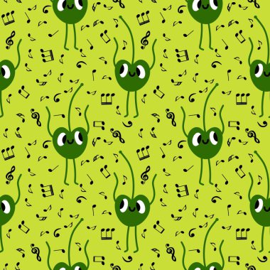 Kağıt, kumaş, çarşaf, çocuk giysileri, tekstil ürünleri, parti aksesuarları ve mutfak için yaz meyvesiz kiraz deseni. Yüksek kaliteli illüstrasyon