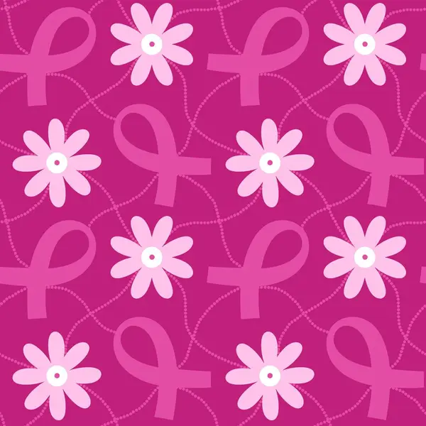 Göğüs kanseri ayı, ambalaj kağıdı, tıbbi aksesuar ve ilaç tekstili için kusursuz pembe kurdele günü deseni. Yüksek kaliteli illüstrasyon