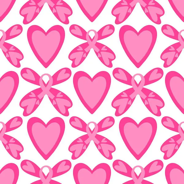 Göğüs kanseri ayı, ambalaj kağıdı, tıbbi aksesuar ve ilaç tekstili için kusursuz pembe kurdele günü deseni. Yüksek kaliteli illüstrasyon