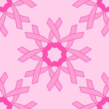 Göğüs kanseri ayı, ambalaj kağıdı, tıbbi aksesuar ve ilaç tekstili için kusursuz pembe kurdele günü deseni. Yüksek kaliteli illüstrasyon