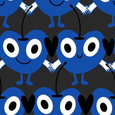 Kağıt, kumaş, çarşaf, çocuk giysileri, tekstil ürünleri, parti aksesuarları ve mutfak için yaz meyvesiz kiraz deseni. Yüksek kaliteli illüstrasyon