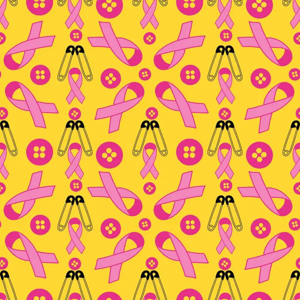 Göğüs kanseri ayı, ambalaj kağıdı, tıbbi aksesuar ve ilaç tekstili için kusursuz pembe kurdele günü deseni. Yüksek kaliteli illüstrasyon