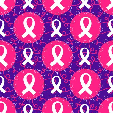 Göğüs kanseri ayı, ambalaj kağıdı, tıbbi aksesuar ve ilaç tekstili için kusursuz pembe kurdele günü deseni. Yüksek kaliteli illüstrasyon