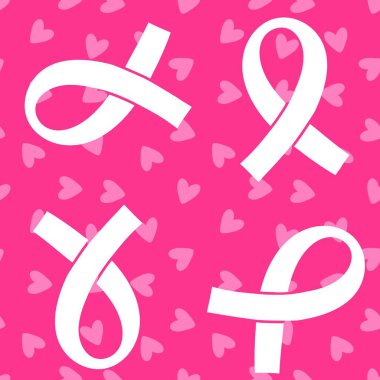 Göğüs kanseri ayı, ambalaj kağıdı, tıbbi aksesuar ve ilaç tekstili için kusursuz pembe kurdele günü deseni. Yüksek kaliteli illüstrasyon