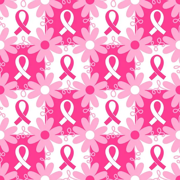 Göğüs kanseri ayı, ambalaj kağıdı, tıbbi aksesuar ve ilaç tekstili için kusursuz pembe kurdele günü deseni. Yüksek kaliteli illüstrasyon
