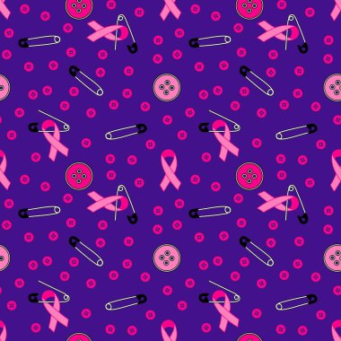 Göğüs kanseri ayı, ambalaj kağıdı, tıbbi aksesuar ve ilaç tekstili için kusursuz pembe kurdele günü deseni. Yüksek kaliteli illüstrasyon